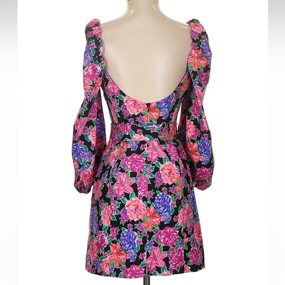 ZARA Floral Print Sweetheart Neckline Puff Sleeve Mini Dress – Size Small - Picture 2 of 6